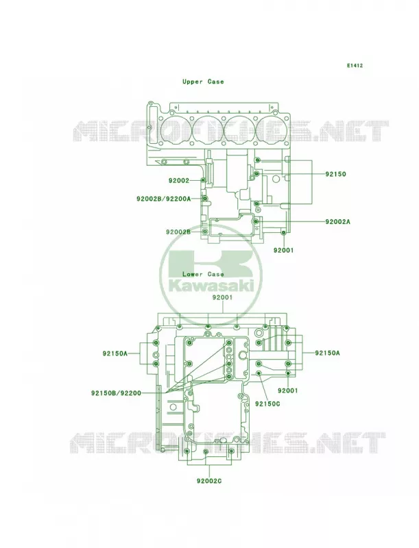 Crankcase Bolt Pattern Kawasaki MOTOS 1100 1995 GPZ 1100  ZX1100-E1